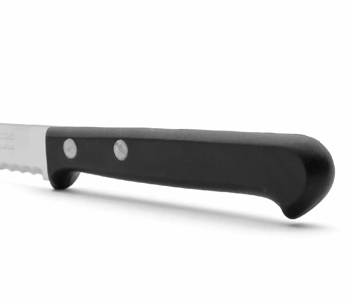 Arcos Cuchillos de Mesa - Caja de 12 uds Cuchillo Chuletero Cuchillo de Mesa - Hoja de Acero Inoxidable NITRUM 110 mm - Mango de Nylon - Color Negro (12 uds)