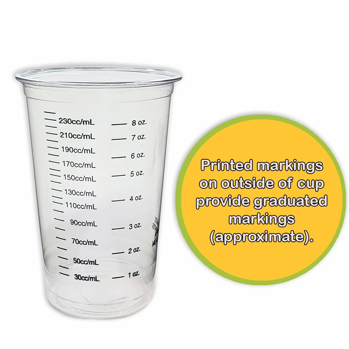 20 vasos desechables de plástico transparente graduado de 8 onzas para mezclar pintura, manchas, resina epoxi