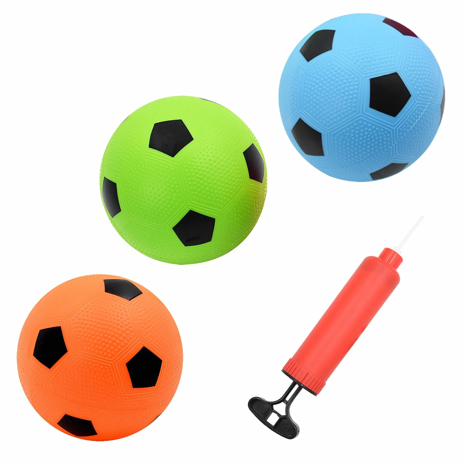 Paquete de 3 mini balones de fútbol de 15 cm con bomba, inflables de colores para piscina o playa