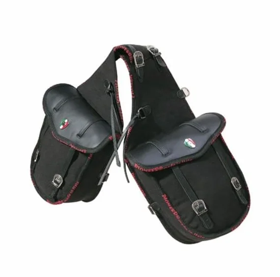 PIONEER Alforjas para Caballo - Bolsa de Montura de Cuero y Tela - Negro - Trekking