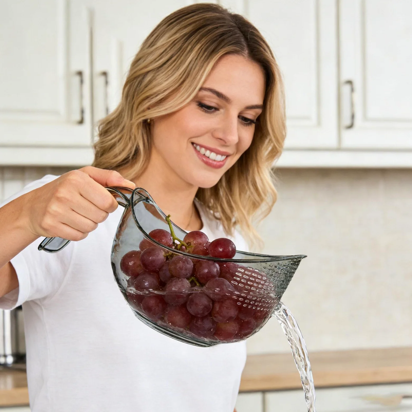 Colador y lavadora de arroz 2 en 1, colador multifuncional grande para lavar frutas y frijoles, cesta de drenaje para cocinar y preparar alimentos, diseño fácil de limpiar