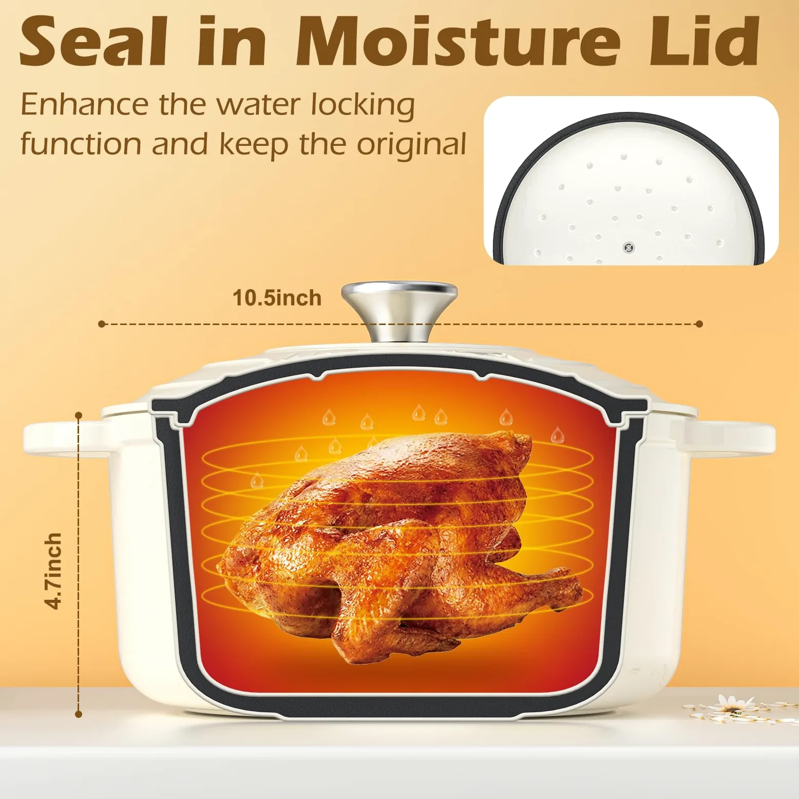 Umite Chef - Horno holandés de hierro fundido esmaltado, olla de 5 cuartos con tapa, libro de cocina y agarraderas de algodón, utensilios de cocina resistentes para estofar, guisos, asar, hornear pan