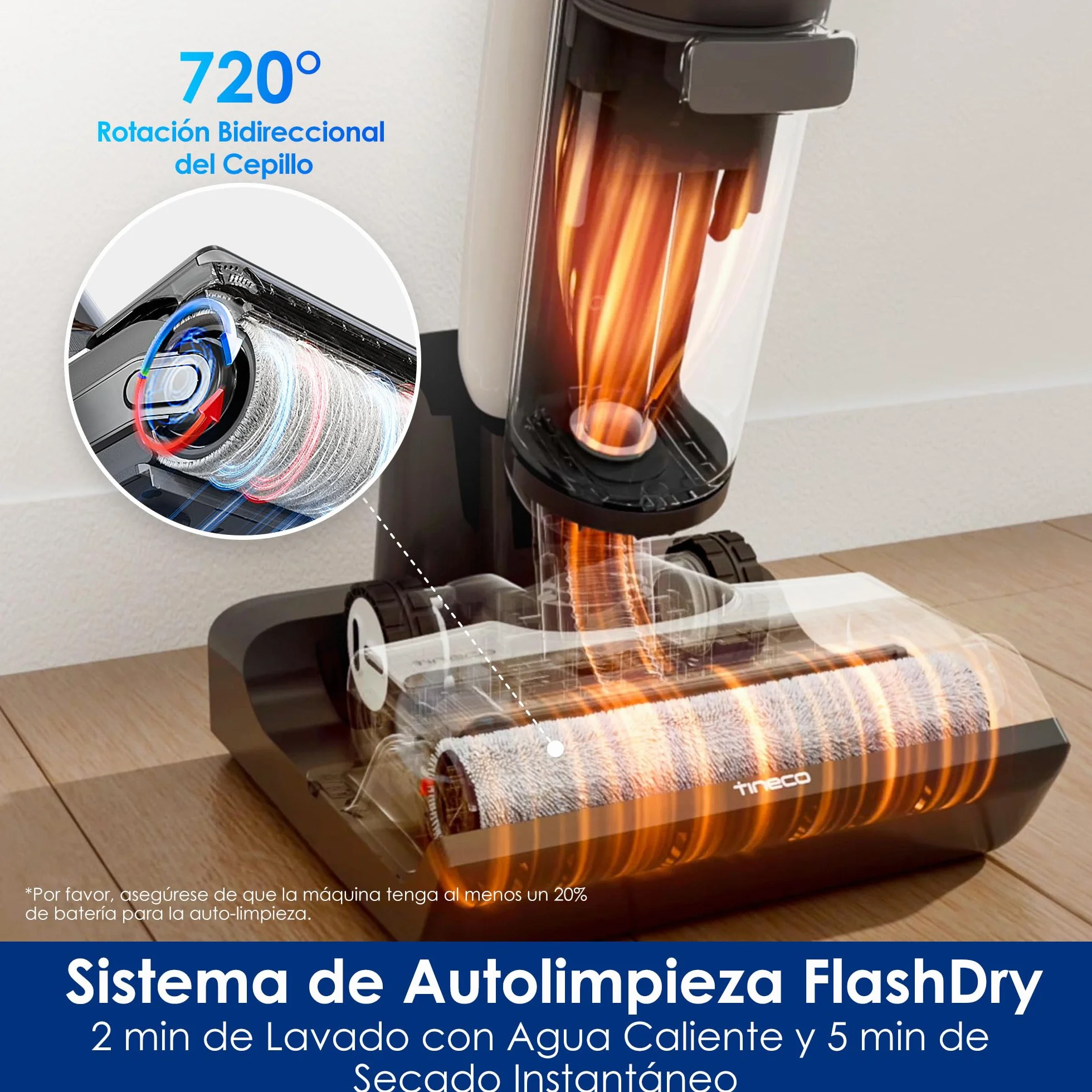 Tineco Floor One Switch S7 Limpiador Inteligente, Limpieza de Toda la Casa Autolimpieza Batería Más Duradera Cepillo ZeroTangle Limpieza de Doble Cara