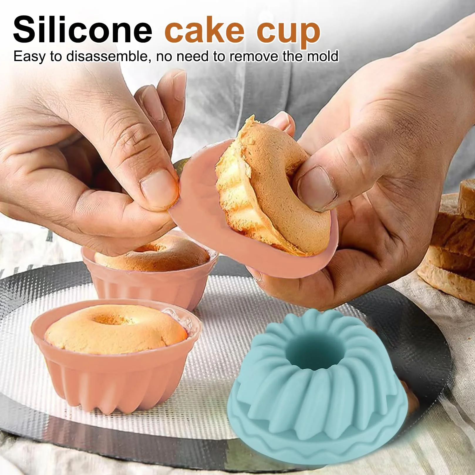 20 Pcs Moldes de Silicone, Molde Bizcocho, Molde Savarin Silicona, de Silicona Reposteria Espiral Antiadherentes para Tartas, Diámetro 6,5 cm, Altura 2,8 cm