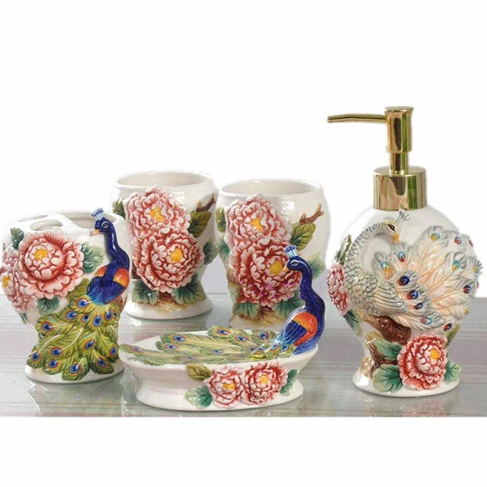 Set De Baño De 5 Piezas: Incluye Dispensador De Jabón De Bomba Soporte para Cepillo De Dientes Vaso Y Bandeja,F
