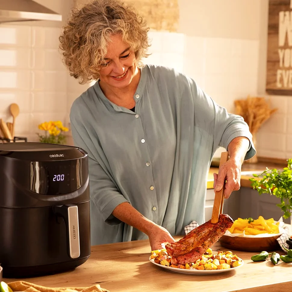 Cecotec Freidora de Aire sin Aceite Air Fryer de 7,6L Cecofry Absolute 7600. 2000W, Digital y Compacta, PerfectCook, Temperadura y Tiempo Regulable, Panel Táctil, 8 Modos