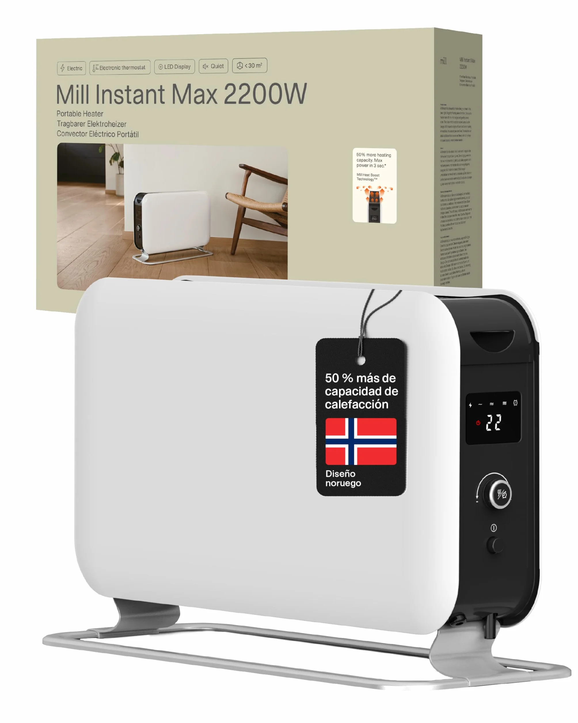 Mill Instant Portable Heater (Blanco, 26-30 m²)