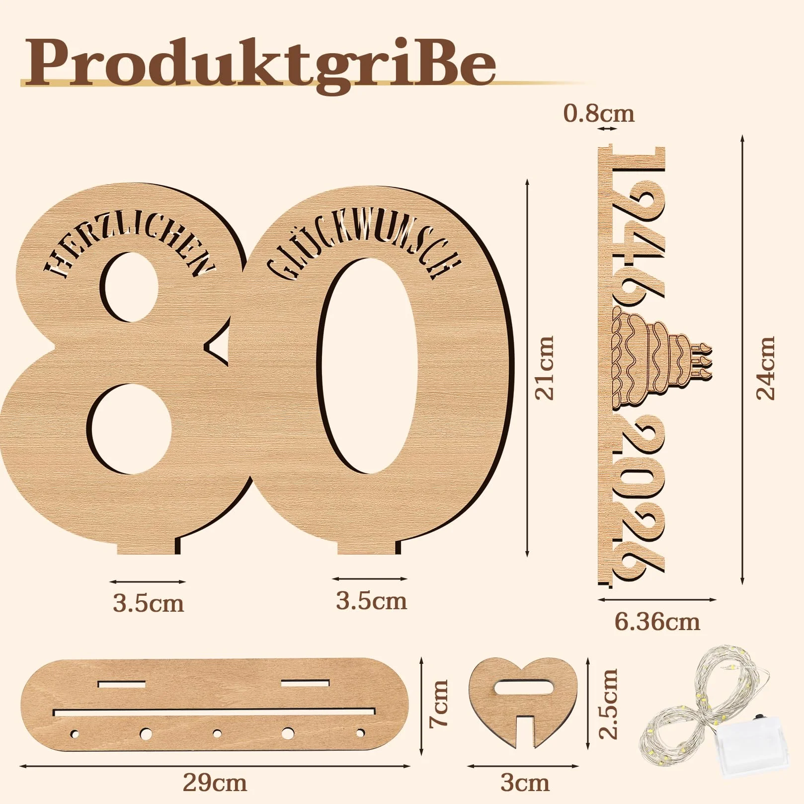 2026 80 cumpleaños decoración mujer hombre, regalos para 80 cumpleaños hombre regalos placa de madera con LED, 80 cumpleaños hombre libro de visitas regalo dinero regalos cumpleaños