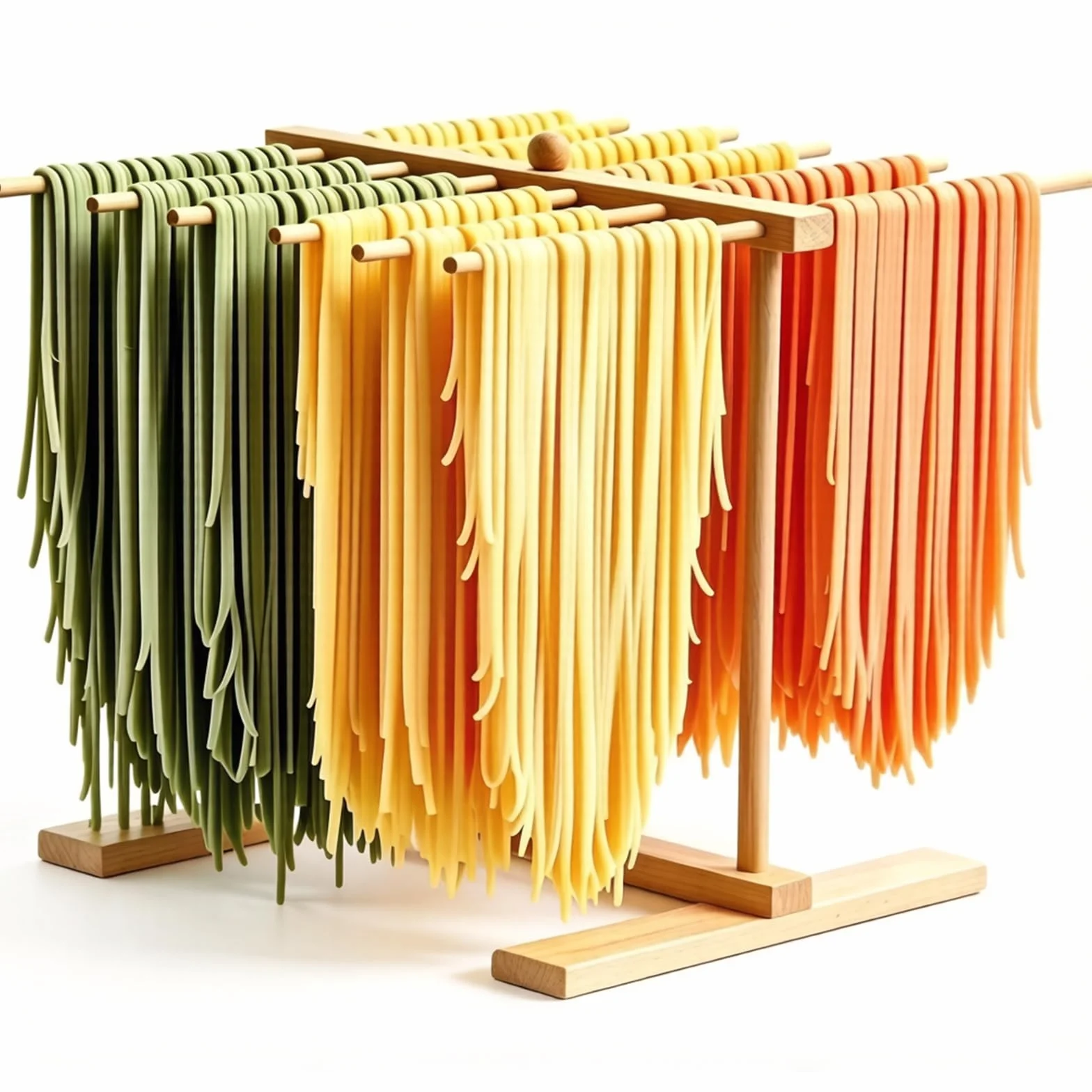 Secador De Pasta, Bastidor De Madera para Secar Fideos con Barra De Transferencia Y 12 Varillas De Secado, Gran Capacidad Y Plegable, para Fideos Italianos Y Fideos Chinos
