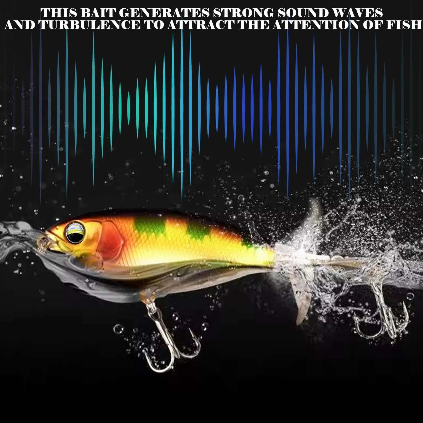 Whopper Plopper, Topwater Señuelos, Señuelo Flotante para Lubina con Cola de Hélice, para Agua Dulce o Salada.