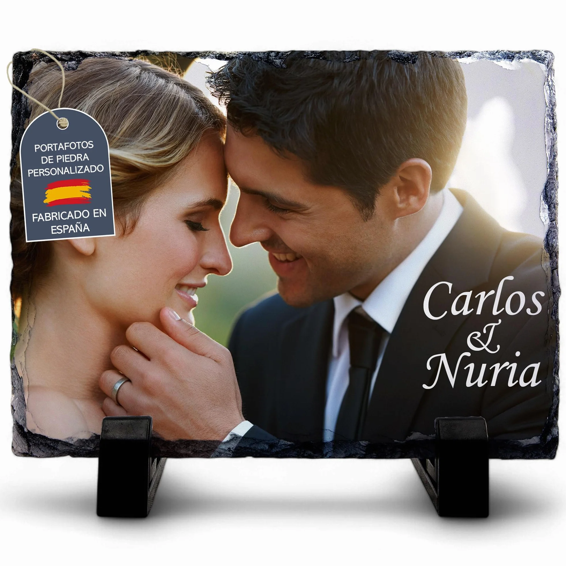 LolaPix Piedra pizarra personalizada con foto, imagen o texto. Forma rectangular 15 x 20 cm. Diferentes tamaños y formas disponibles.