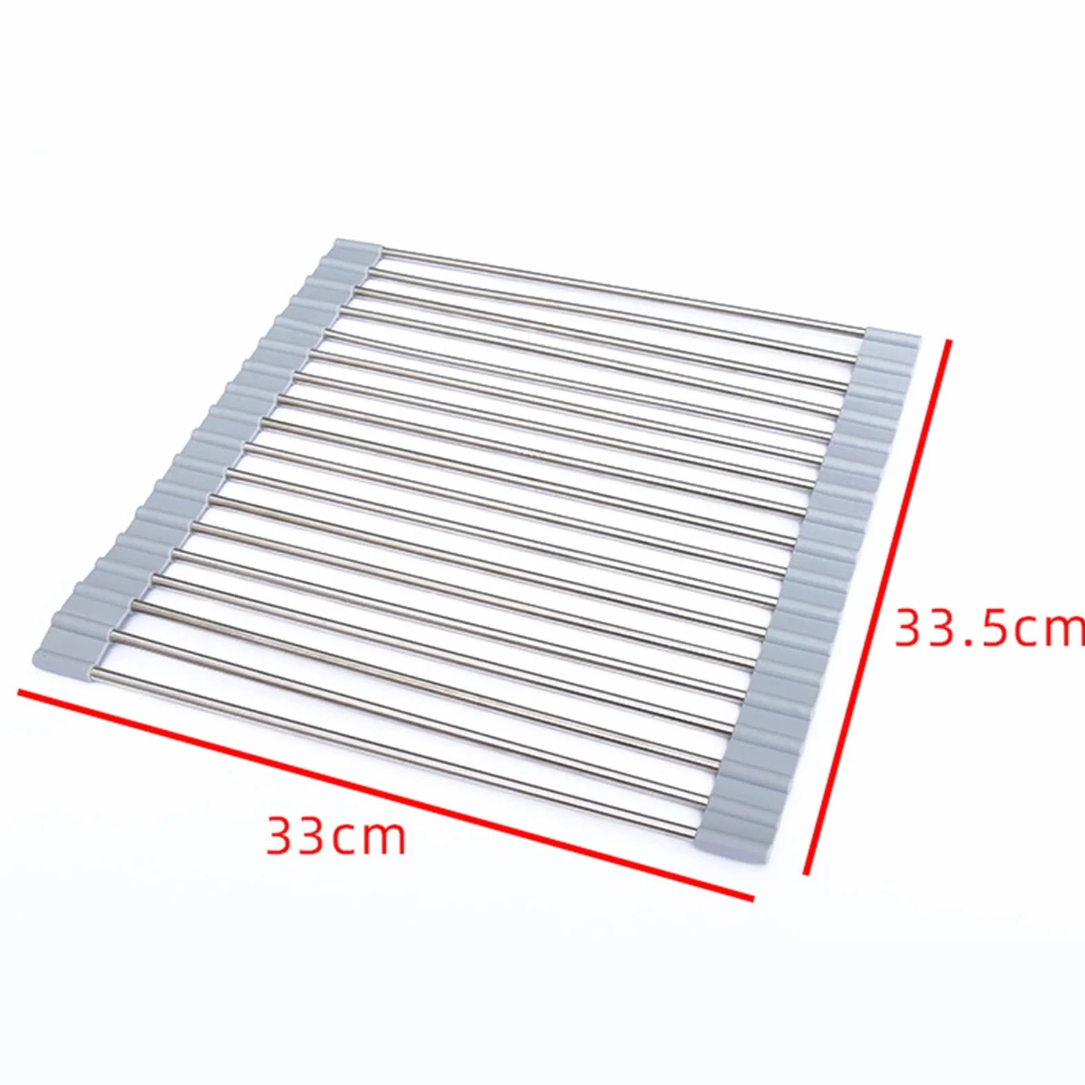 Escurridor de platos enrollable para fregadero, escurridor de cocina para platos, frutas y verduras, tamaño ajustable (13.2 x 13.8 pulgadas), ahorro de espacio y diseño