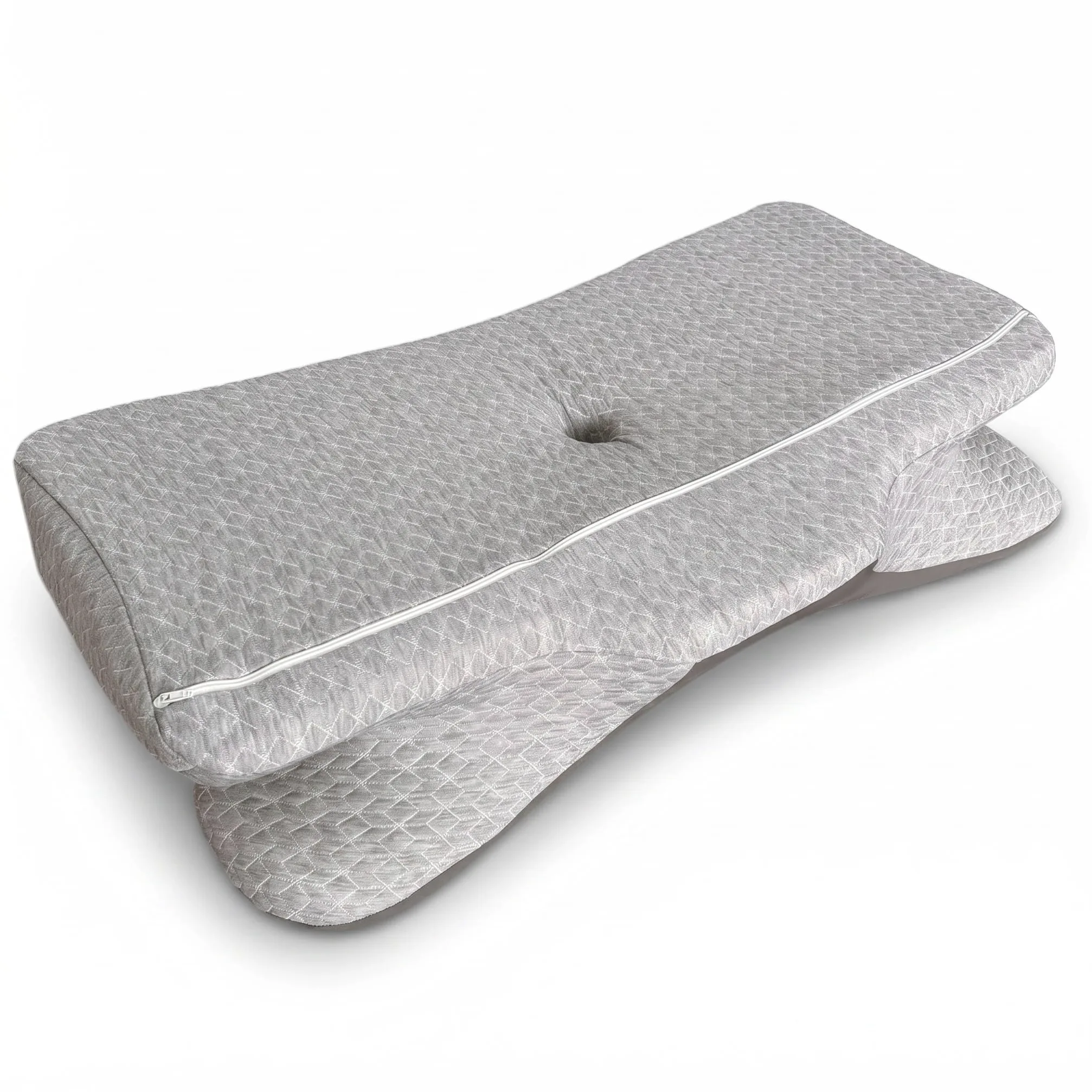 Almohada Cervical Espuma Viscoelástica Ergonómica, 67x36x10/12 cm | Diseño Mariposa, Para Dormir de Lado, Boca Arriba y Boca Abajo, OEKO TEX, Con Cremallera