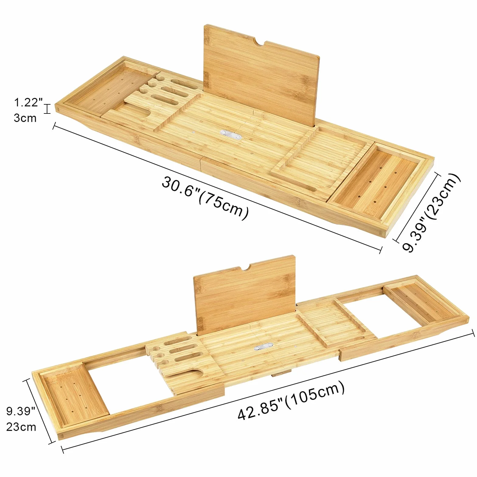 Bandeja de Baño de Madera para Bañera|Organizador Ajustable Extensible para bañera|Andeja de baño con Soporte para Copa de Vino|iPad|móvil y más|Bandeja de Baño Regalo Distintivo para Navidad