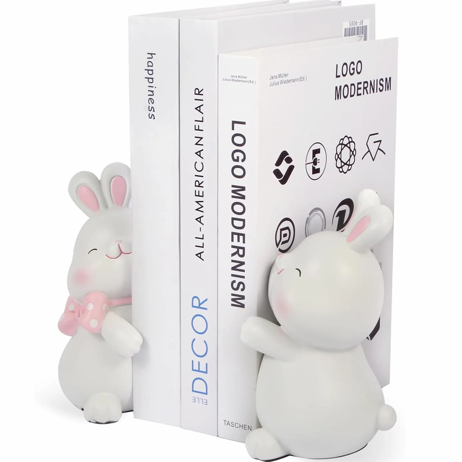 1 par de sujetalibros Decorativos, Bonitos sujetalibros de Resina de Conejo de 6, 5x4, 3x3, 2 Pulgadas para Libros Infantiles, Bonitos con Base Antideslizante para decoración de habita