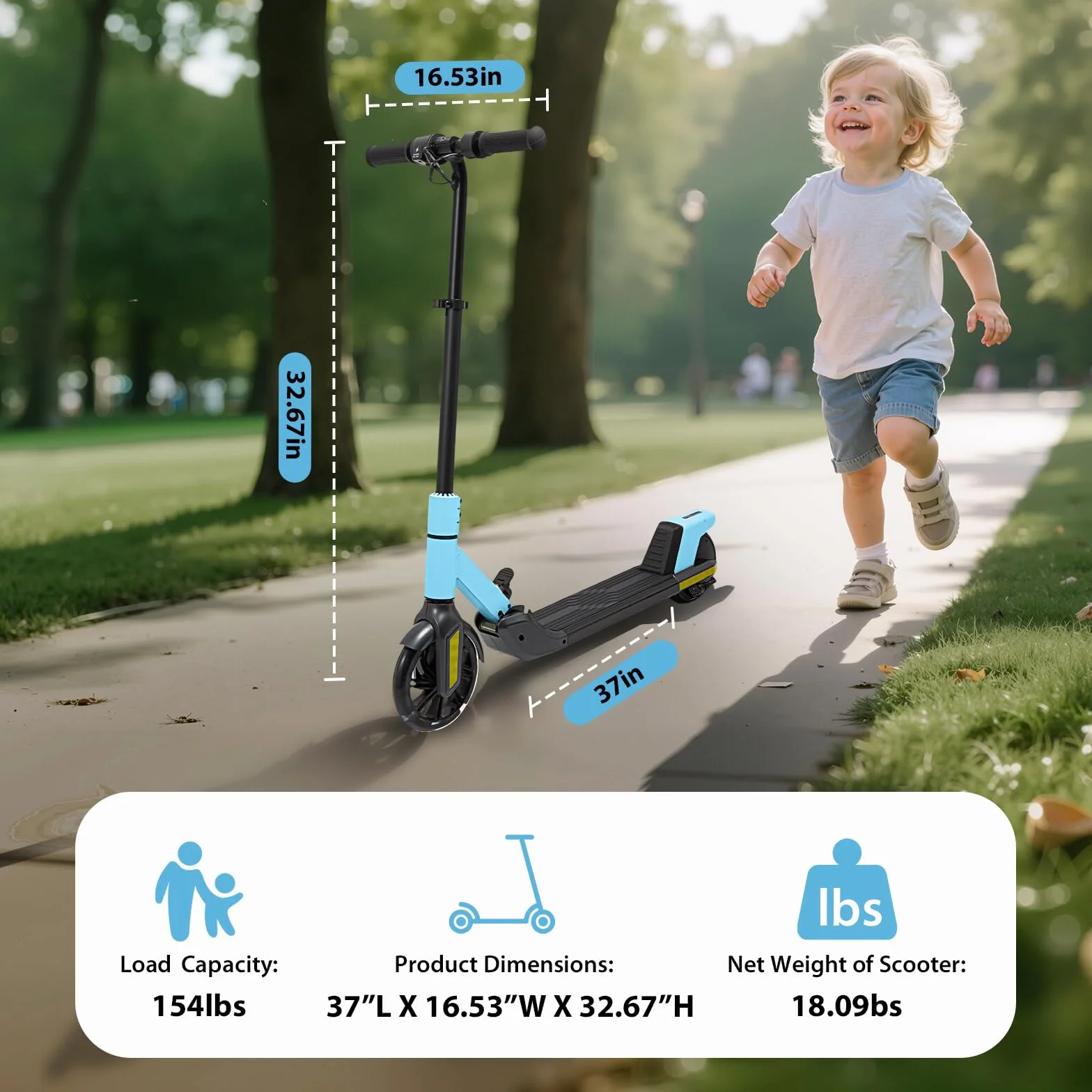 Patinete eléctrico Plegable para niños 6-14 años 16 km/h 8 km alcance rueda 7 pulgadas autoiluminación