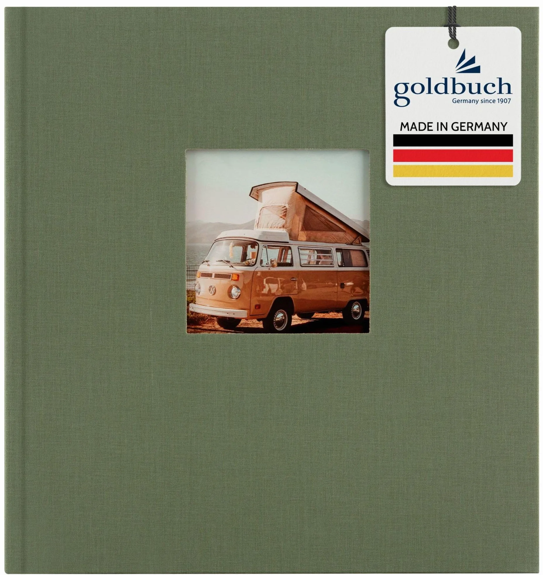 goldbuch 27 309 Bella Vista - Álbum de fotos con diseño de alcachofa, álbum de recuerdos en formato 30 x 31 cm, 60 páginas blancas con separadores de pergamino, libro de fotos con cubierta de lino en