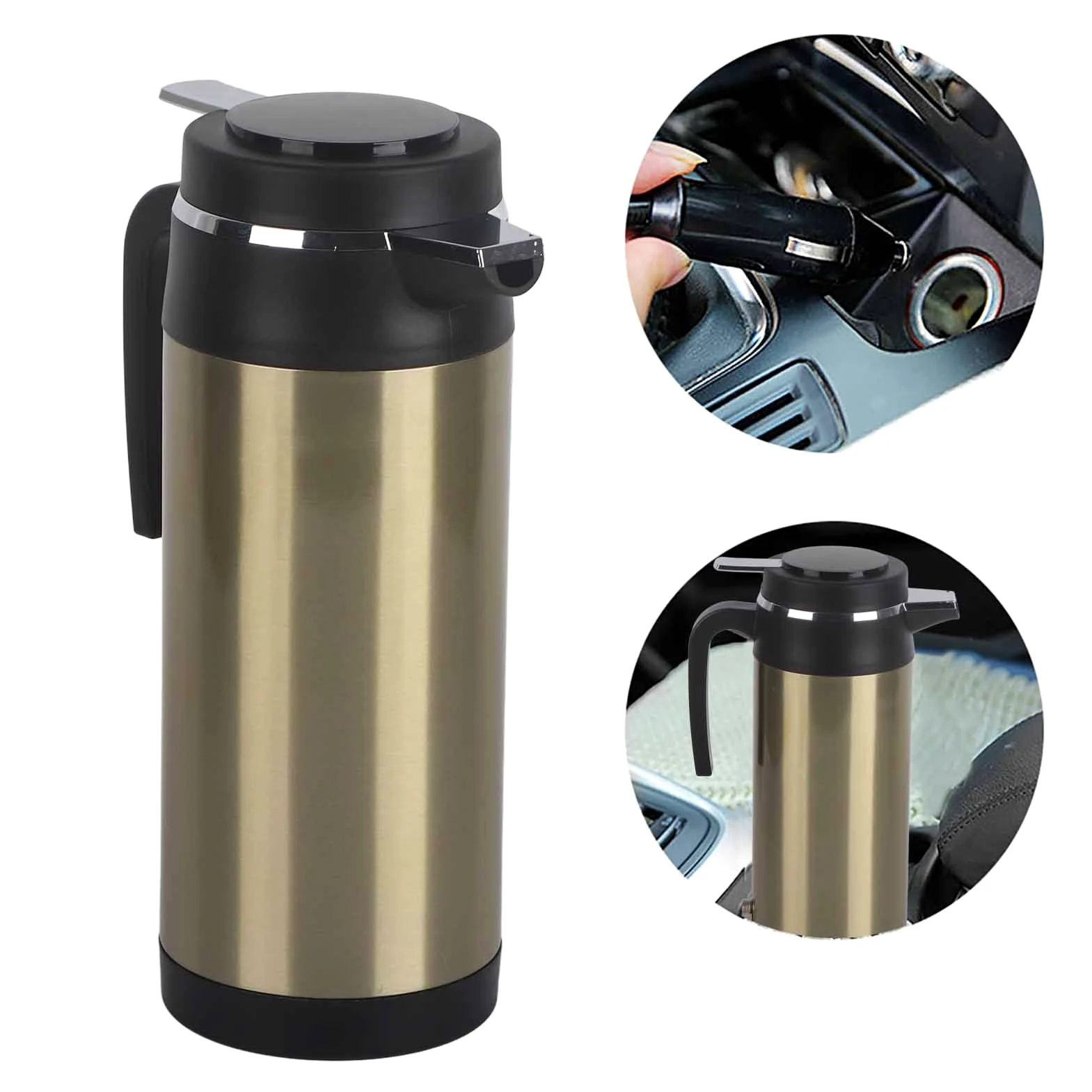 Dioche - Hervidor eléctrico, 1200 ml, 24 V, acero inoxidable, para coche, termo de viaje, calefacción