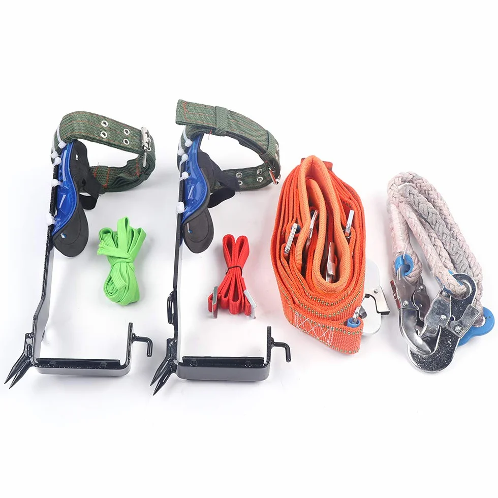 Juego de equipos de escalada de árboles, clavos de escalada de árboles de 100 kg, herramientas de escalada con cinturones de seguridad y cuerdas, para protección contra caídas, cuidado de