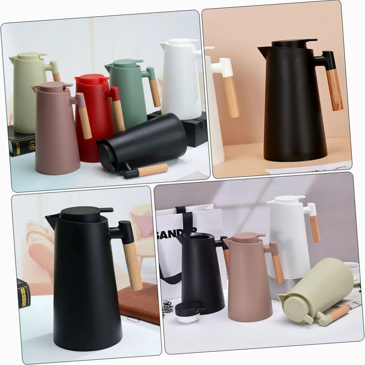 DOITOOL Termo de Vidrio al Vacío para Café y Té Botella de Agua Portátil Asa para Bebidas Frías y Calientes para Camping y Hogar