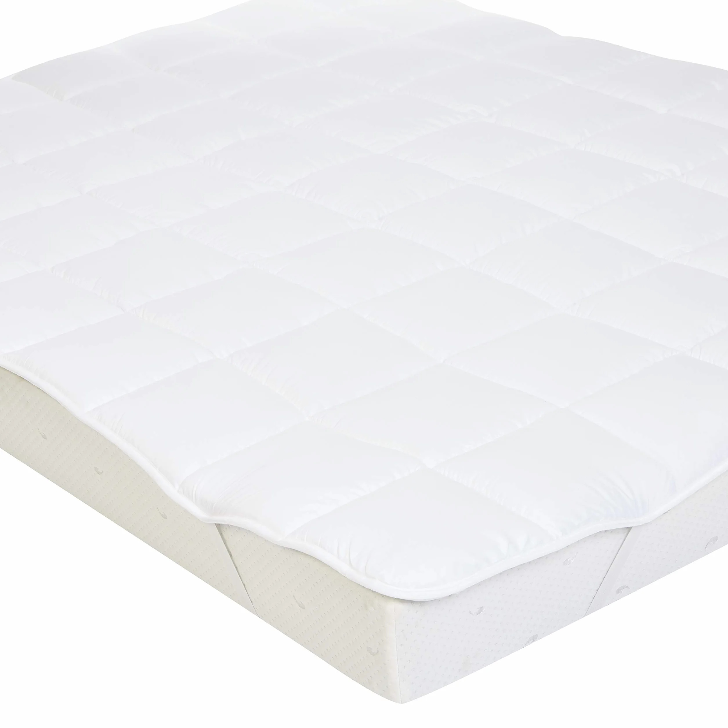 Amazon Basics Sobrecolchón suave con relleno de poliéster de microfibra y correas, 160 cm x 30 cm x 200 cm, blanco