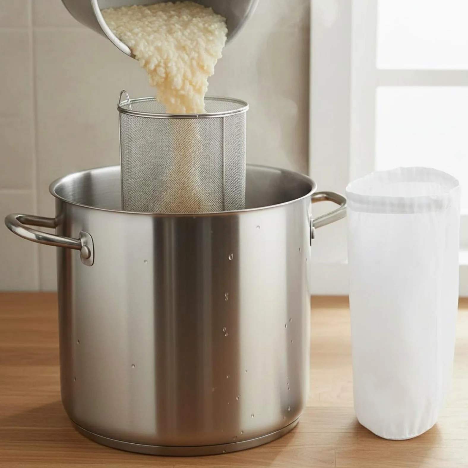 Colador de Acero Inoxidable para Bebidas Fermentadas Filtro Alargado Canasta Fuerte y Malla Precisa Adecuado para Cocina Familiar y Elaboración de, 18CM, size to 2