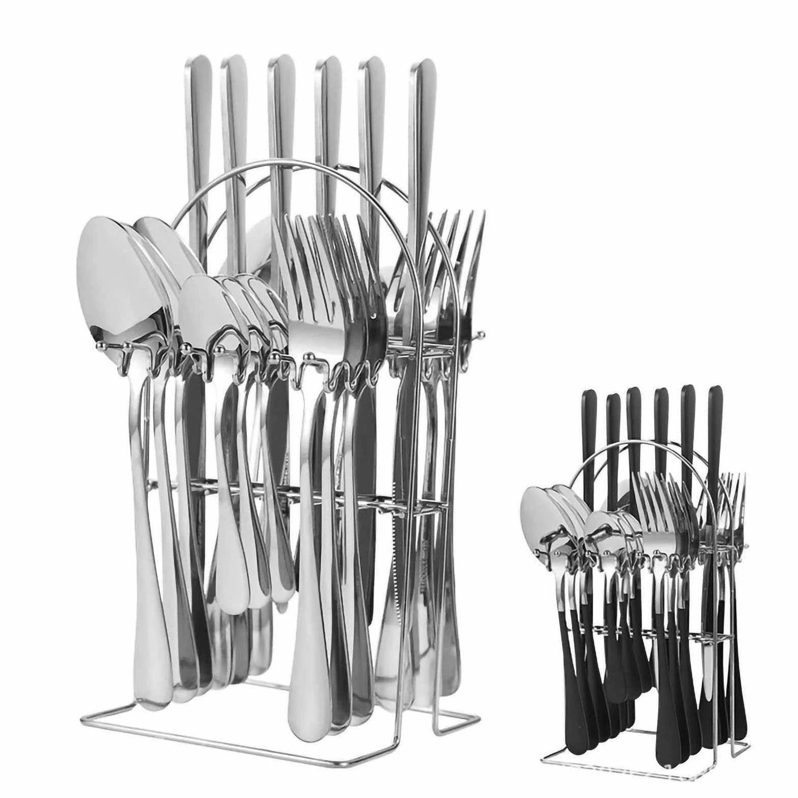 Juego de Cubiertos Colgantes de 24 Piezas, Acero Inoxidable con Soporte y Caja de Regalo, Para Hogar y Restaurantes