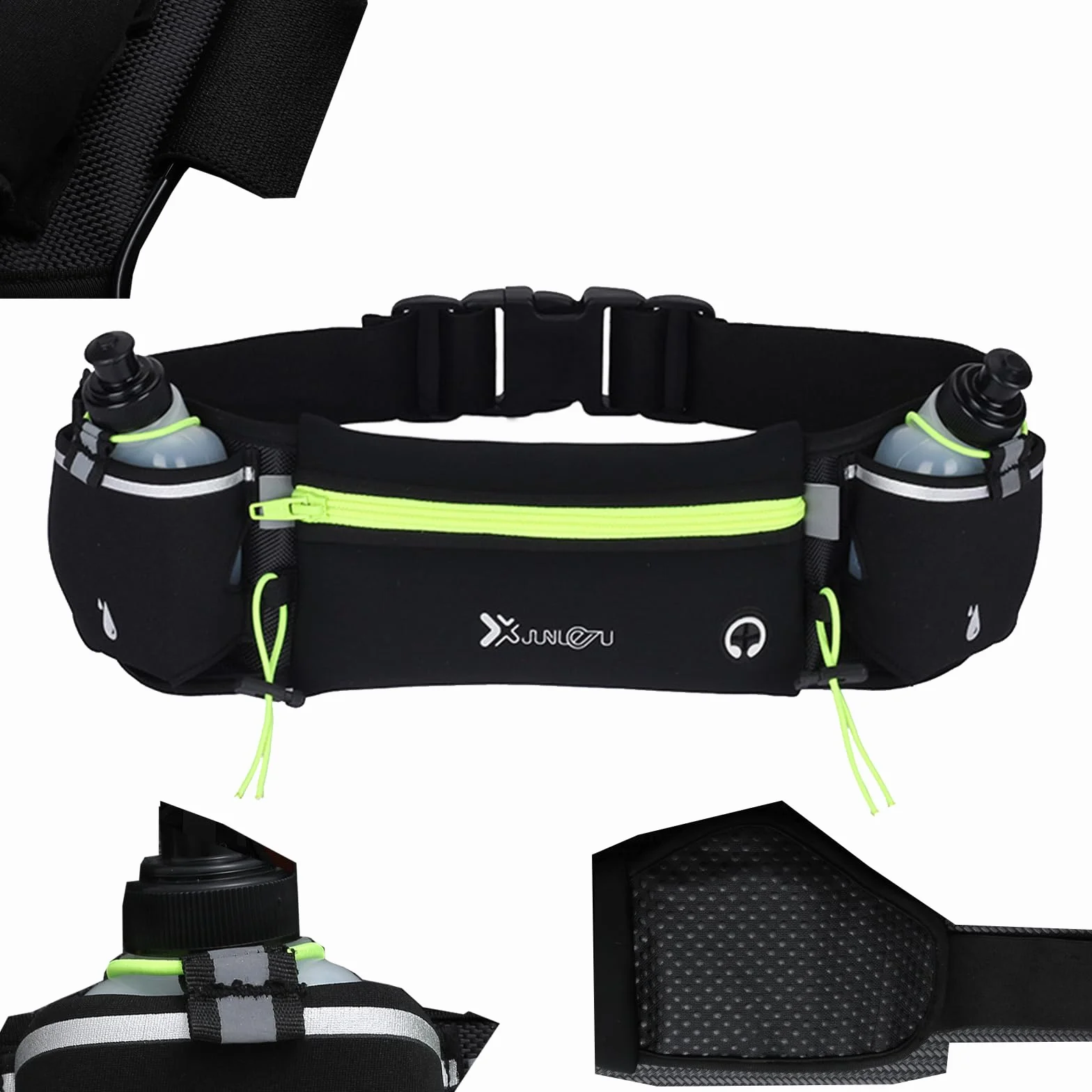 Riñonera Running Deportiva Cinturon Correr Hombre Mujer Porta Movil Deporte Walking Porta Botella Impermeable Cremallera Correa Ajustable Reflectante
