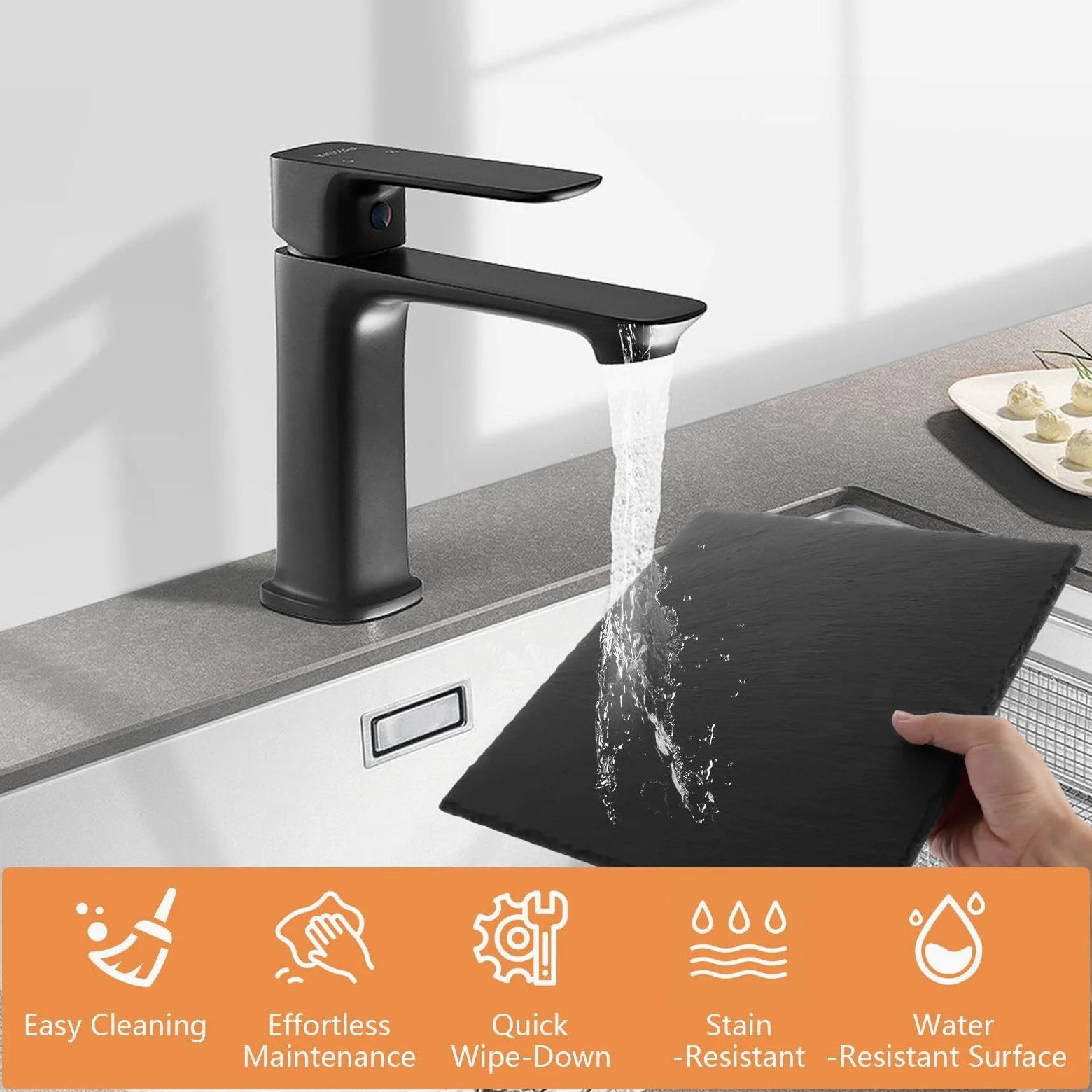 YAYODS 3 placas de pizarra 30 x 30 cm – Platos cuadrados de pizarra natural – Bandeja grande de pizarra – Bandeja para servir buffet, sushi, queso – para servir, servir y como decoración