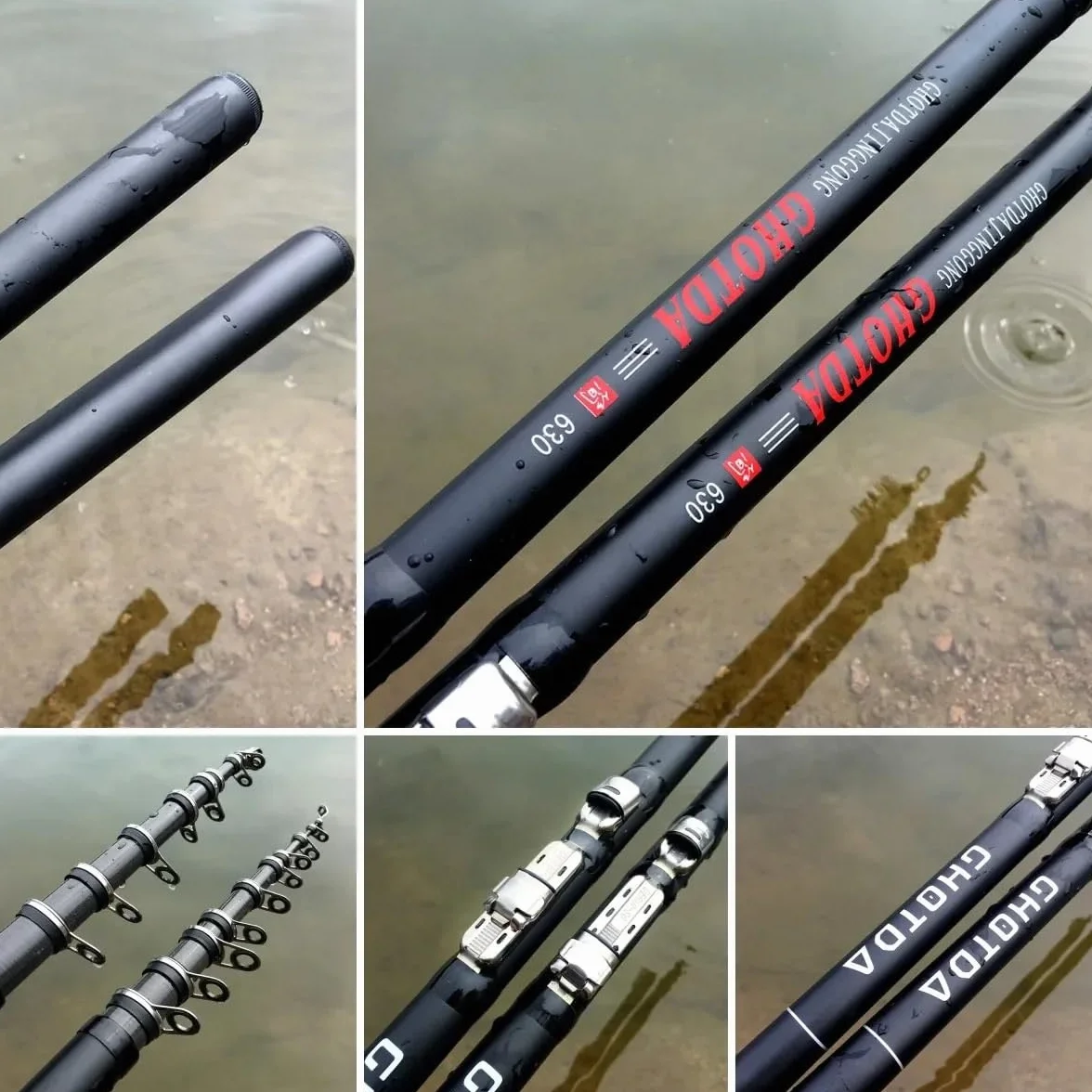Caña de Pescar Surf Mar 6,3m 5-20g Fibra de Carbono Ultraligero Telescópica