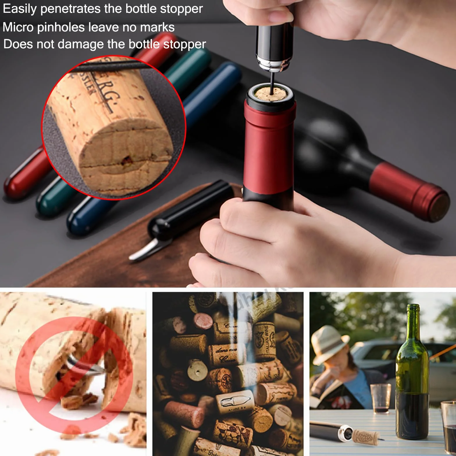 Sacacorchos Vino Profesional,Abridor de Vino,Abridor Botellas,Abrebotellas de Presión de Aire,Abrebotellas Vino Portátil Bomba de Aire,Sacacorchos a Presion de Aire