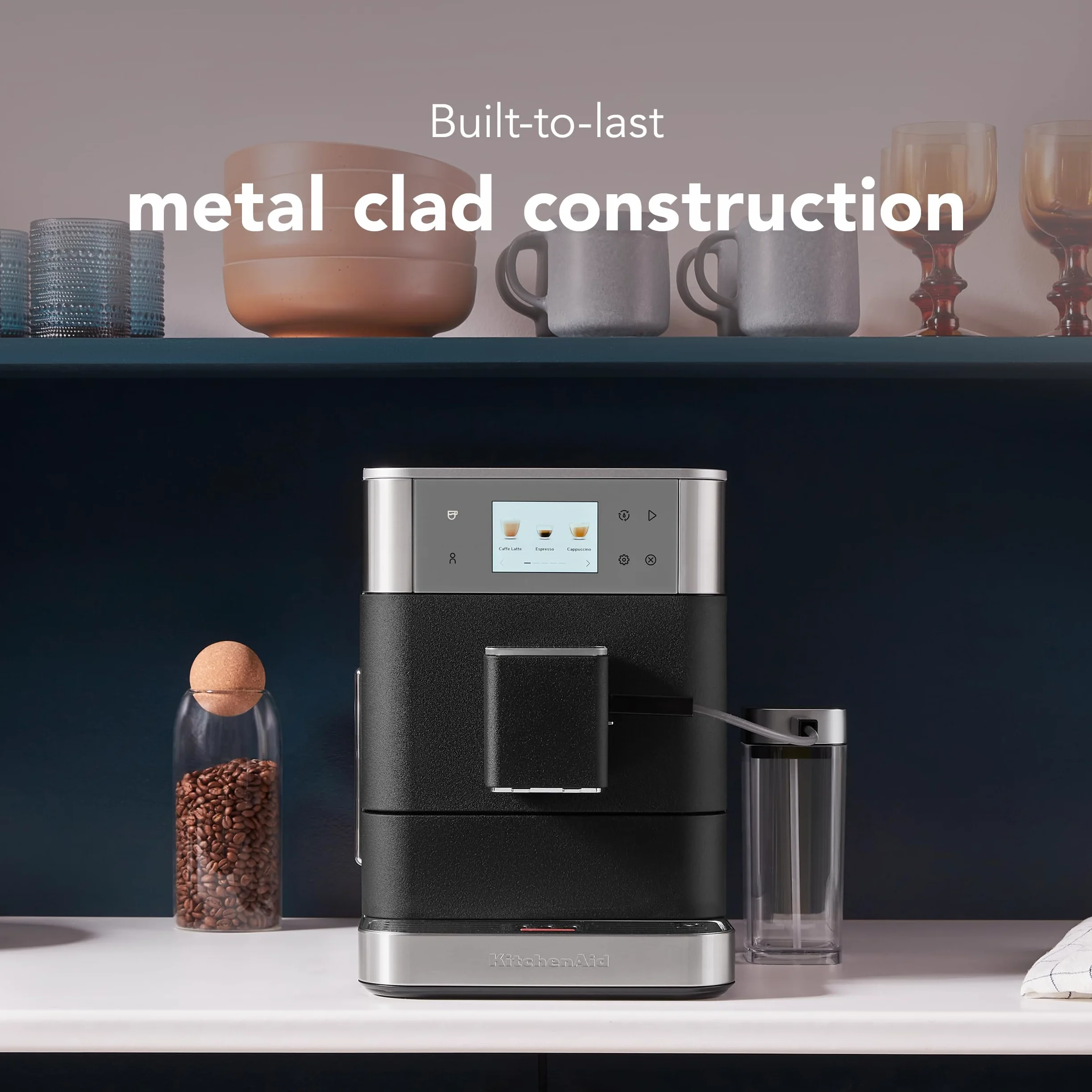 KitchenAid KF7, KES8557 Máquina de café espresso totalmente automática, 2 tazas, hierro fundido negro