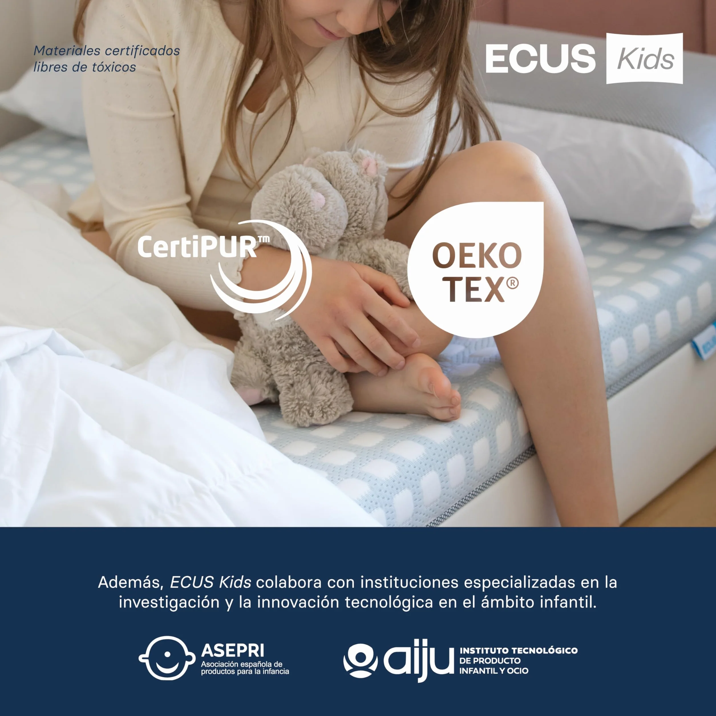 Ecus Kids, Colchón Infantil Care Ultimate Junior 90x190, Muelles Ensacados, Extra Transpirable, Firmeza Adecuada, Tejido Xtra-Cool, Altura 19 cm