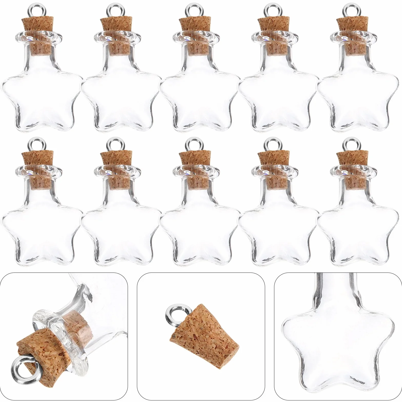 30 Mini Botellas de Vidrio Forma de Gota y Tapón de Corcho, Tarros de Deseos para Decoración y Bricolaje en Dormitorio y Eventos