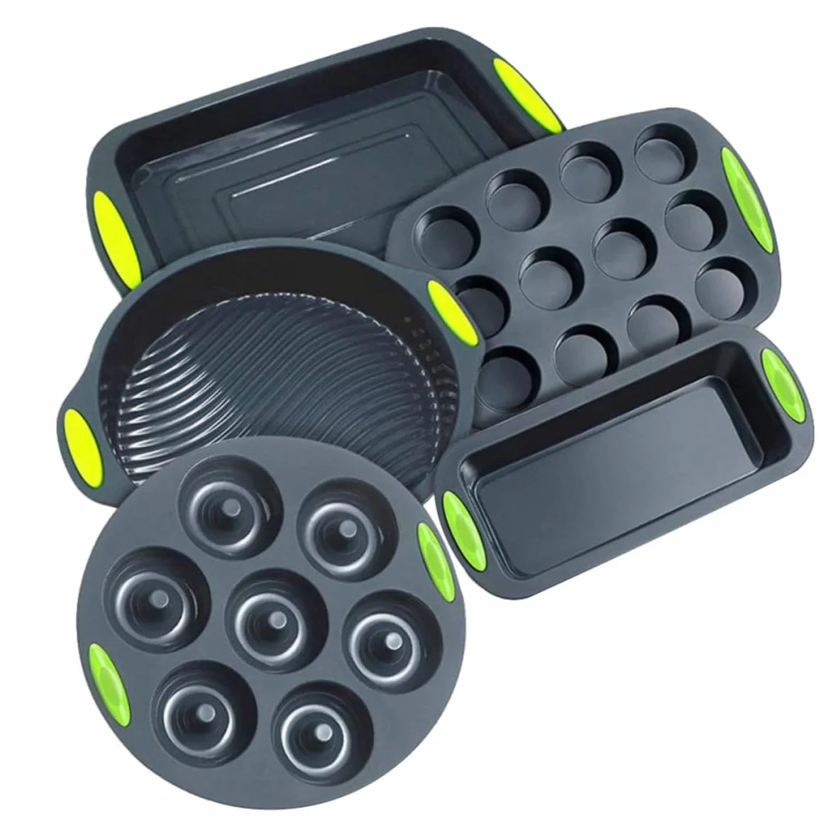 DOITOOL Kit de Moldes de Silicona para Hornear 5 Piezas, Flexible y Fácil de Limpiar, Utensilios Prácticos para Repostería en Cocina Casera