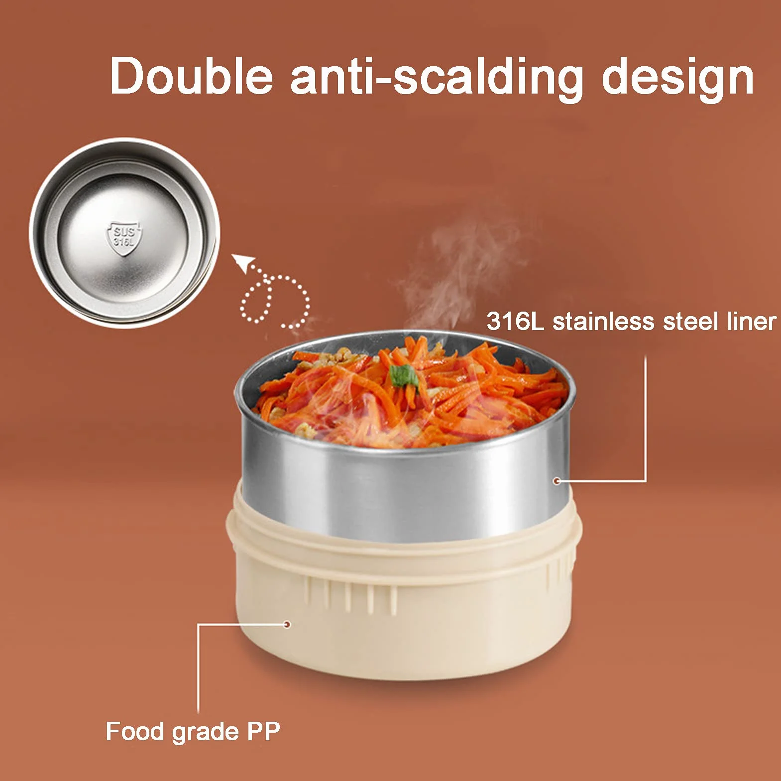 Fiambrera Térmica de Acero Inoxidable, Frasco Aislante térmico para Alimentos Apilable a Prueba de Fugas,Lunch Box Caja bento con Bolsa de Almuerzo y Cuchara Tenedor,Verde,1.6L+2 Layers