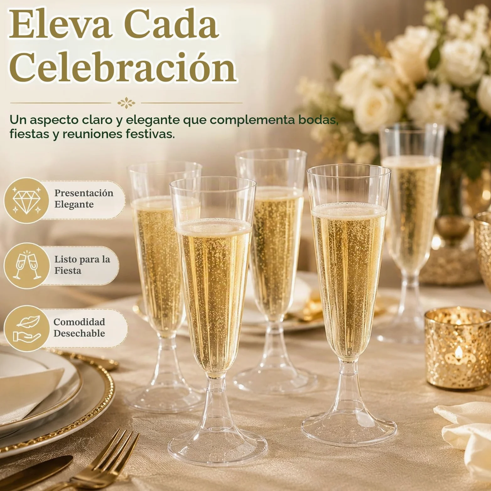 JMIATRY 100 Copas Plastico Duro 150 ml, Copas de Champán de Plástico, Copas de Vino de Plástico reutilizable para Bodas, Cumpleaños, Fiestas