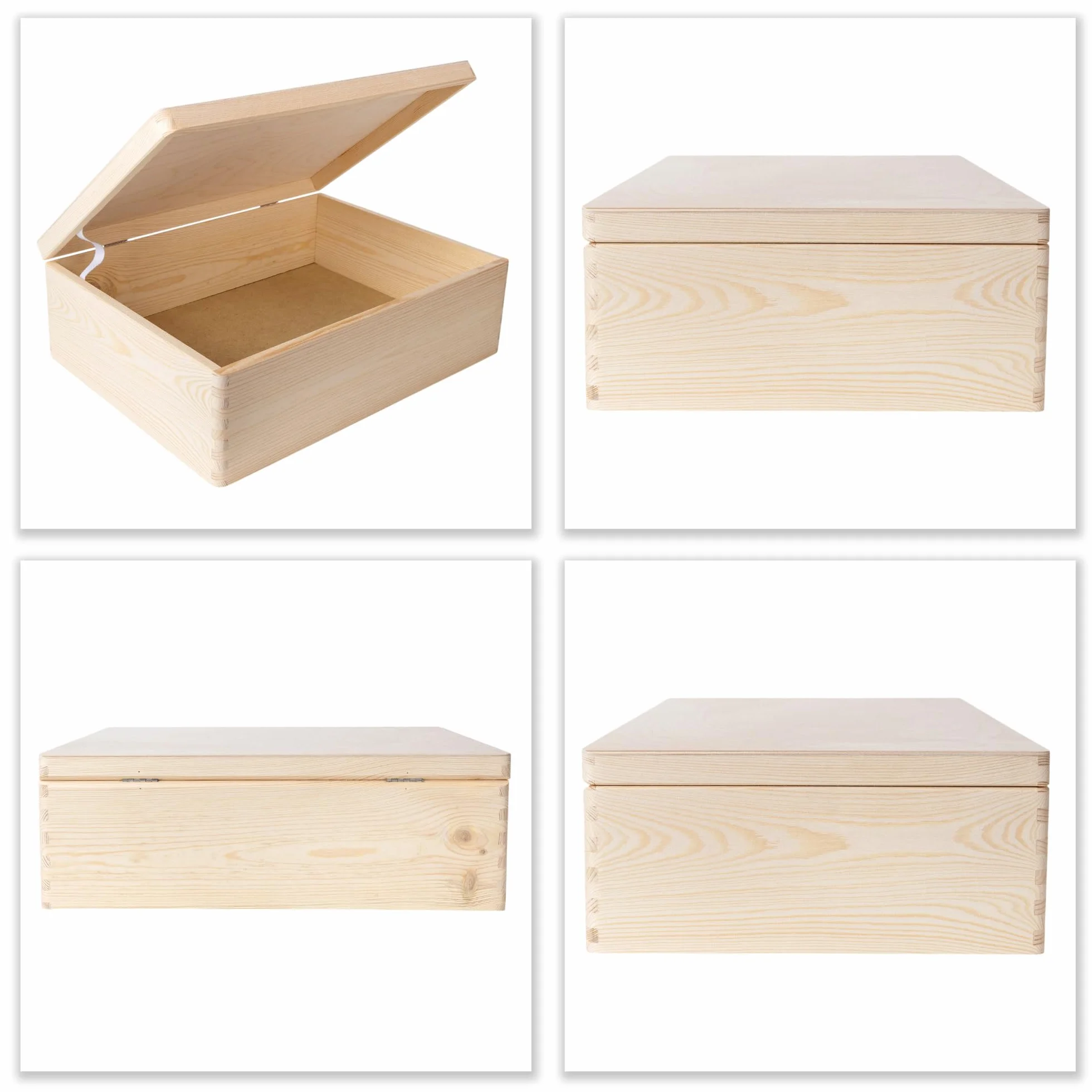 Creative DECO Grande Caja Madera Decorativa | 40 x 30 x 14 cm (+/-1cm) | con Tapa | Cofre Pascua Decorar Regalo Decoupage | Juguetes, Documentos, Objetos, Herramientas | EN BRUTO SIN LIJAR