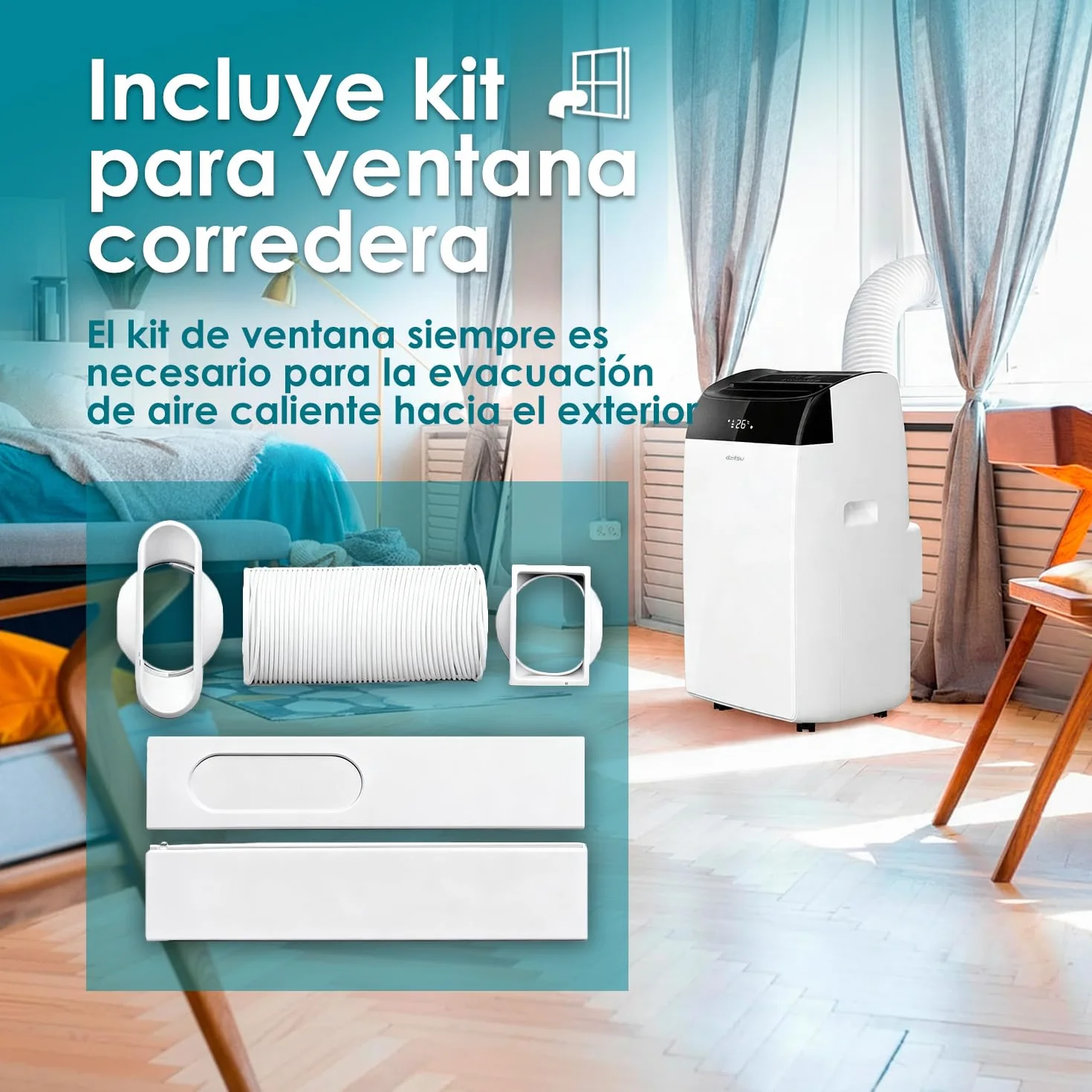 Daitsu - Aire Acondicionado Portátil Frío,Calor, Deshumidificador y Ventilador | 4 en 1 | Alisios Premium APD12FCX | Compacto y Silencioso | Mando a Distancia | Para Hogar u Oficina hasta 30 m²