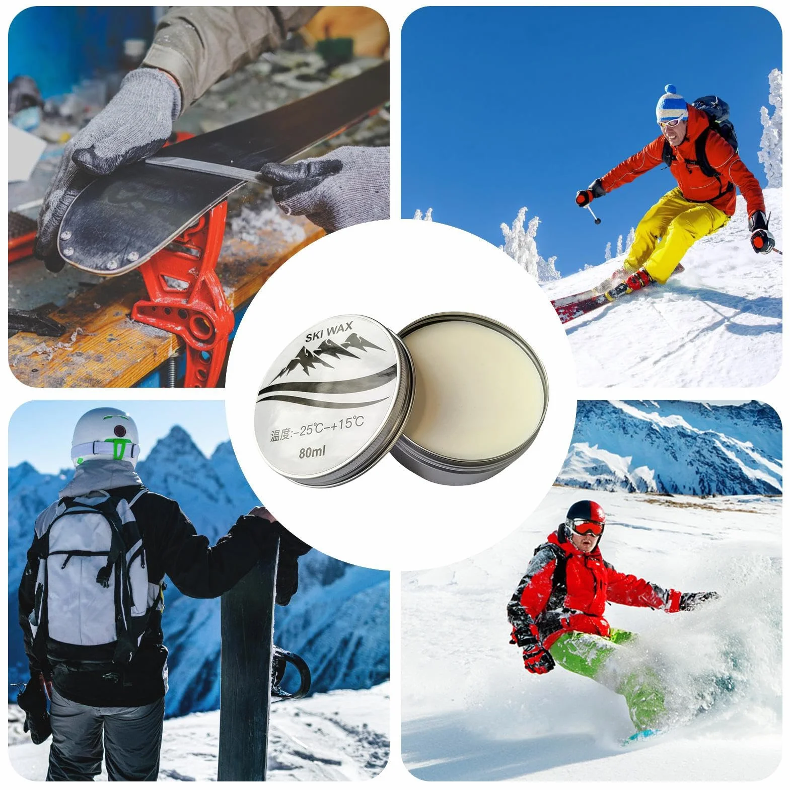 Pasta sólida de acción rápida 80ml para tabla de snowboard, deslizamiento y protección de rendimiento