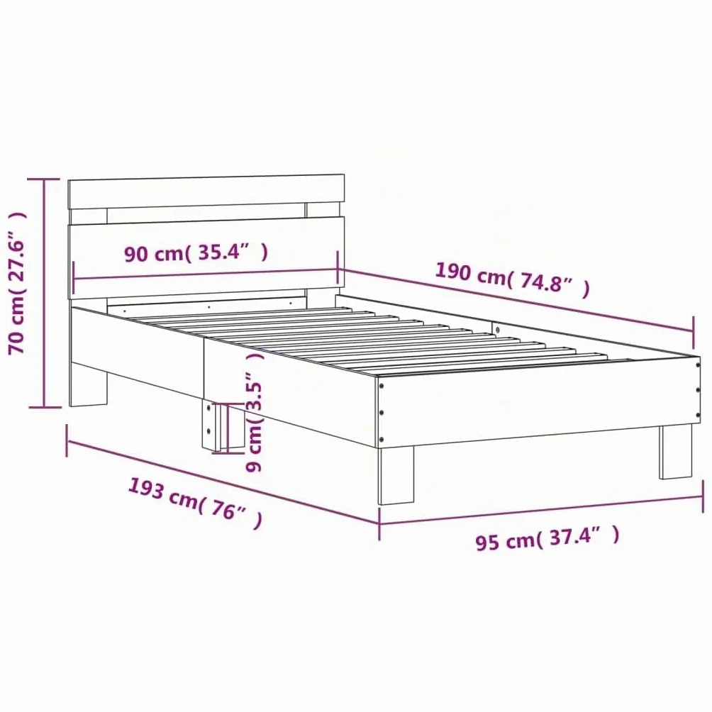 vidaXL Cama con Cabecero, Somier de Invitados, Armazón Marco de Cama, Mueble para Dormitorio Hogar, Madera de Ingeniería Blanca 90x190 cm