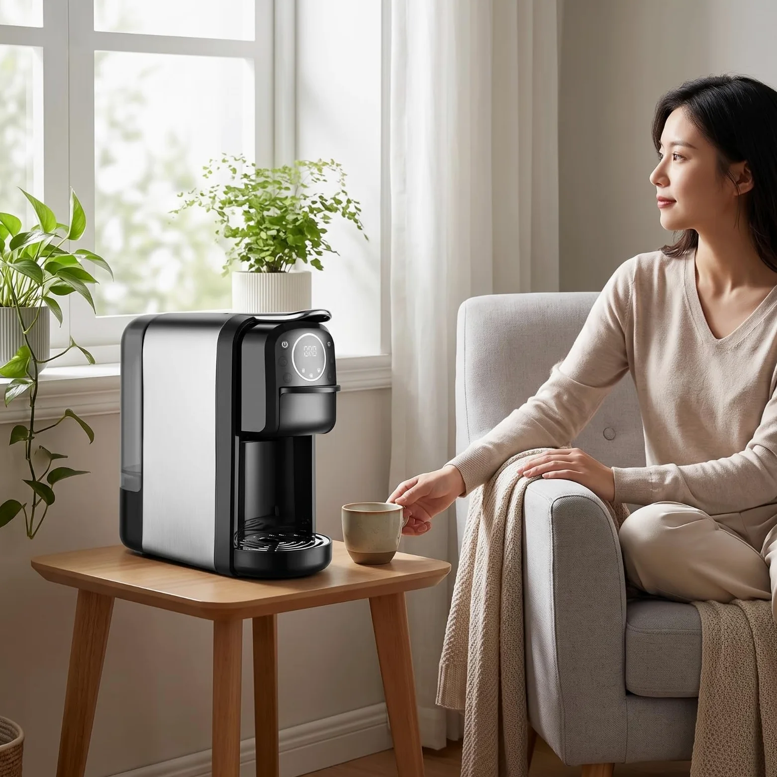 Cafetera Multicápsula Digital Cafetera con pósito Agua Compacta Electrodoméstico para Apasionados l