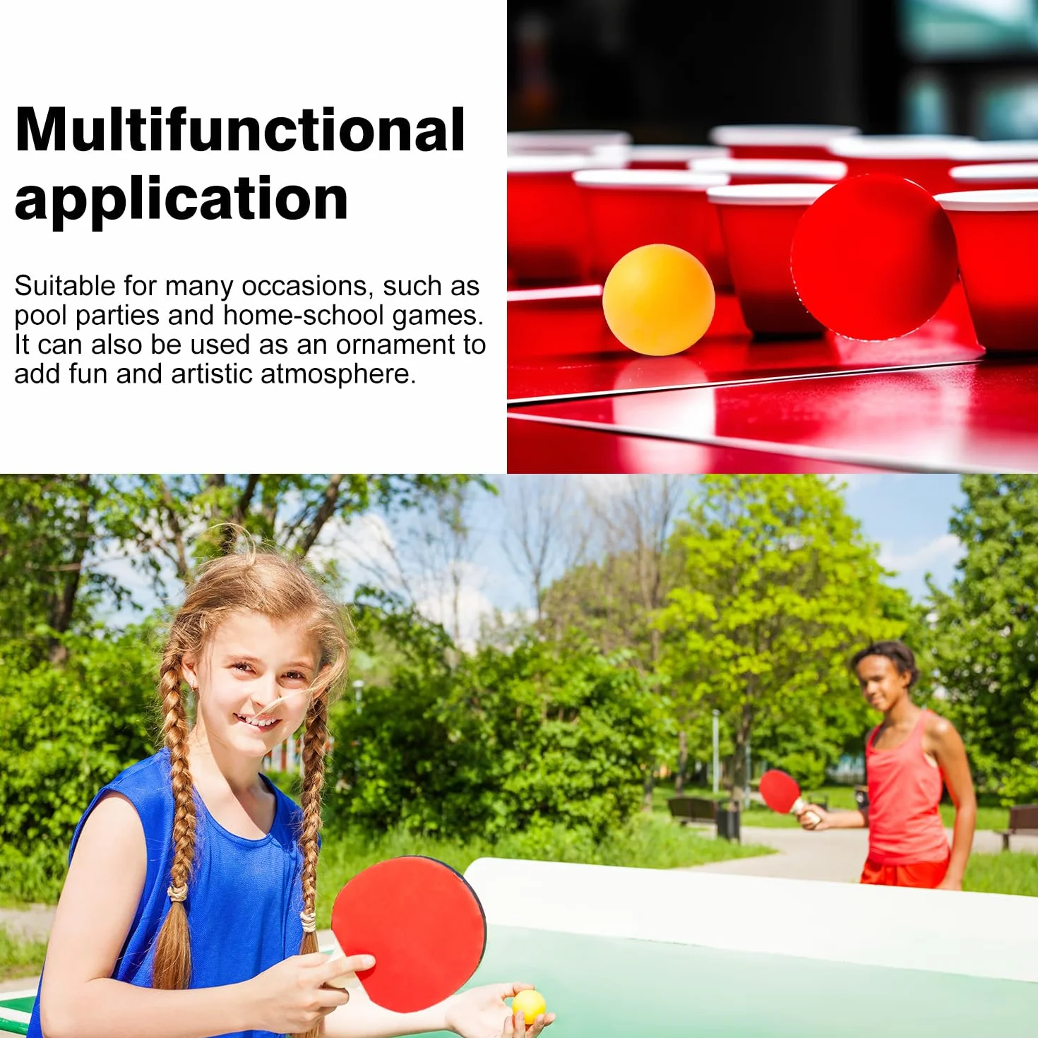 Yellow Ping Pong Balls 30 Pcs for Party Games, Pet Toy, Family Games, School Activities, Beginner Training