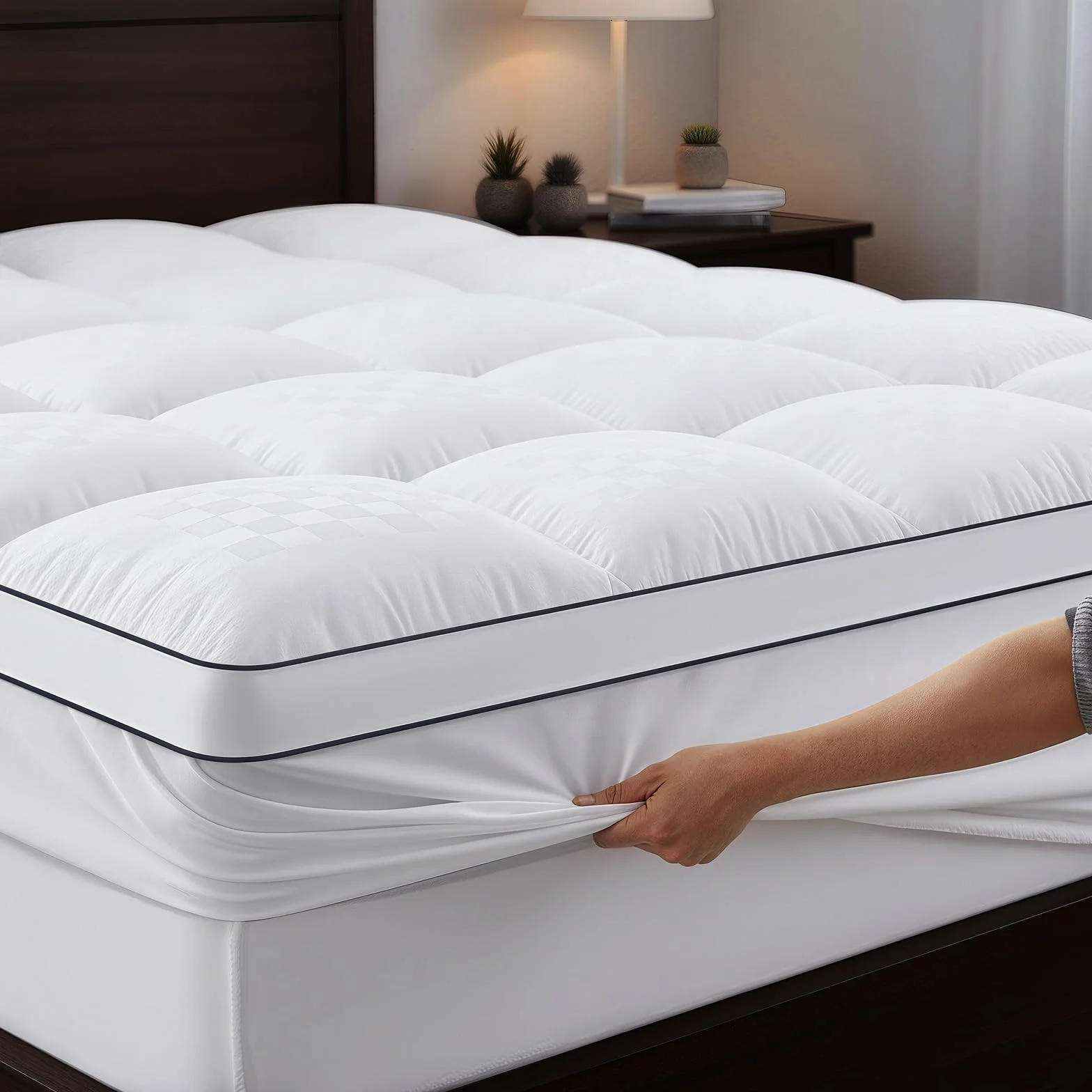 3D Topper 90x200cm Topper Viscoelastico de Microfibra 1000GSM Sobrecolchon Cubre Colchón Protector de Colchón Suave y cómodo