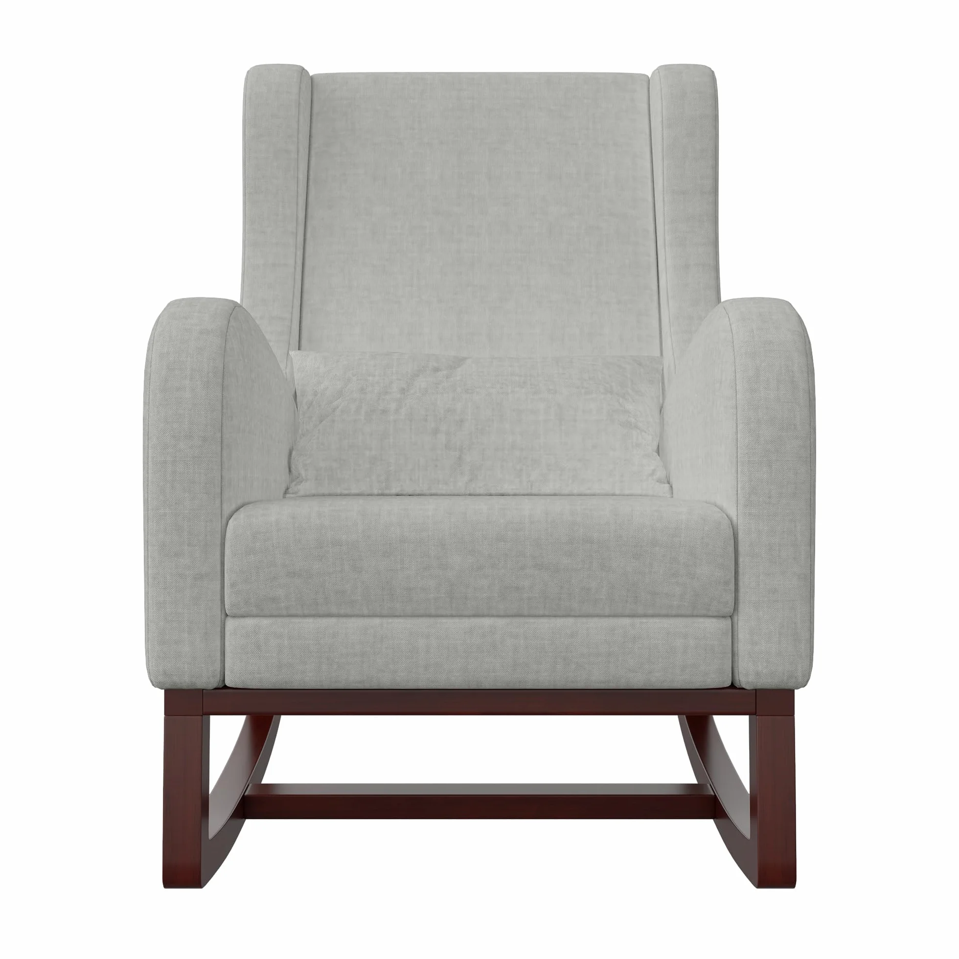 Sillón basculante con reposamuñecas retráctil, mecedora lactancia gris lino