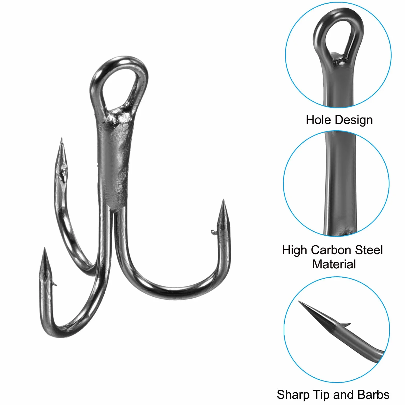 PATIKIL Anzuelos Triples de Pesca 8#, Acero de Alto Carbono, 10 Unidades, Negro
