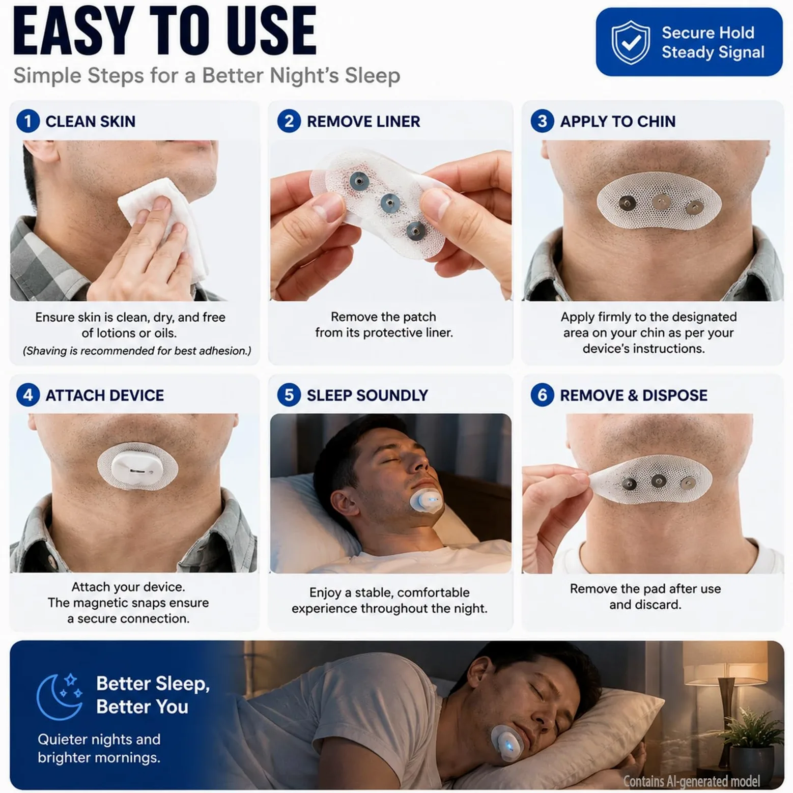 Parches Repuesto Almohadillas Antironquidos Barbilla 3 Imanes Gel Dormir