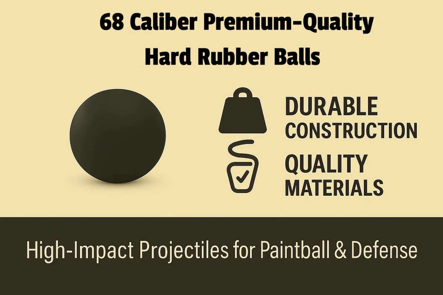 Bolas de Gomma Maciza Ram Paintball .68 Caliber 100x Rubberballs for HDS HDR 68 T4E Training Defense