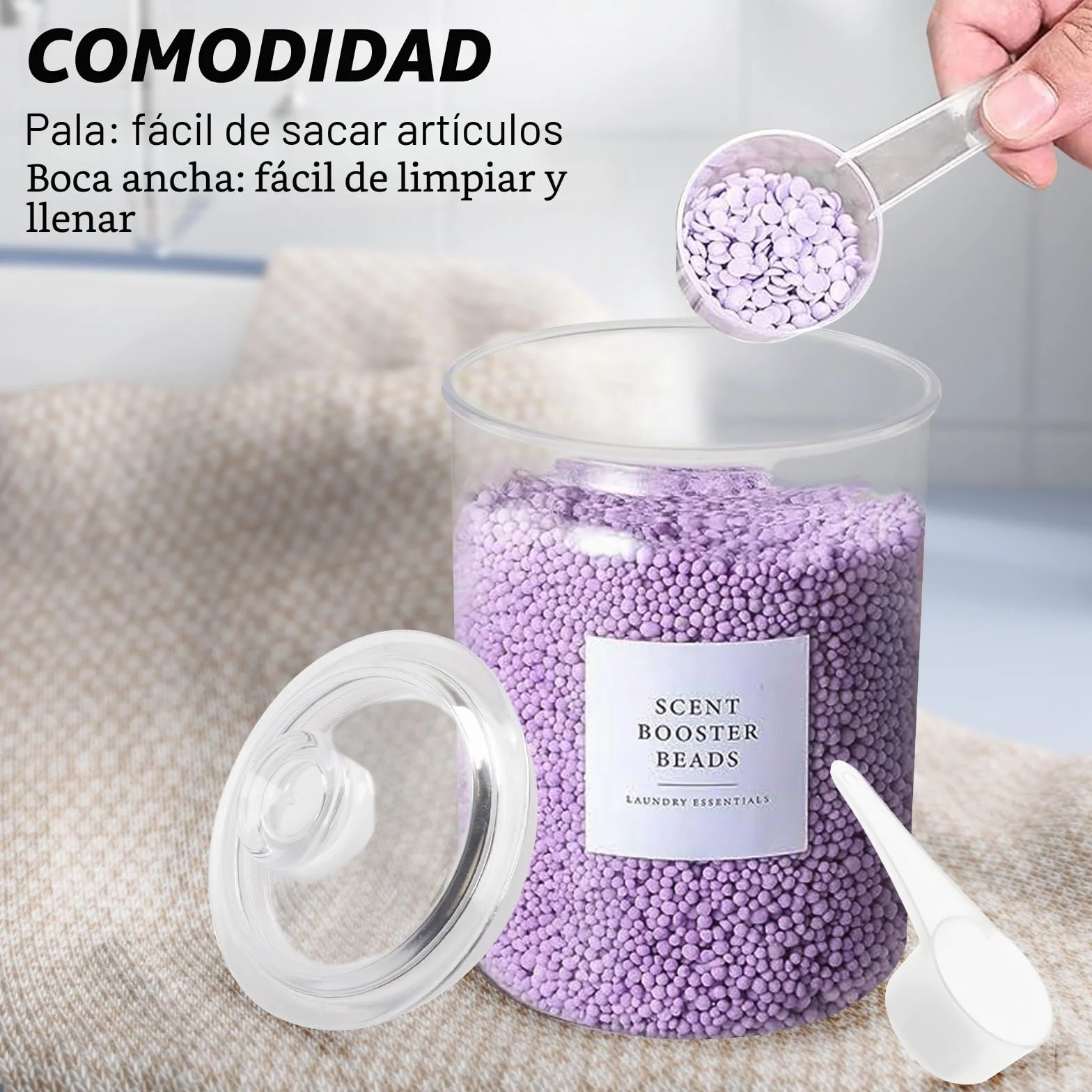 Contenedor Detergente Polvo,4 Tarros para Organización de Lavandería,Lavanderia Organizador,Pastillas Lavadora Caja de Almacenamiento de Plástico,Contenedor de Almacenamiento de Detergente en Polvo
