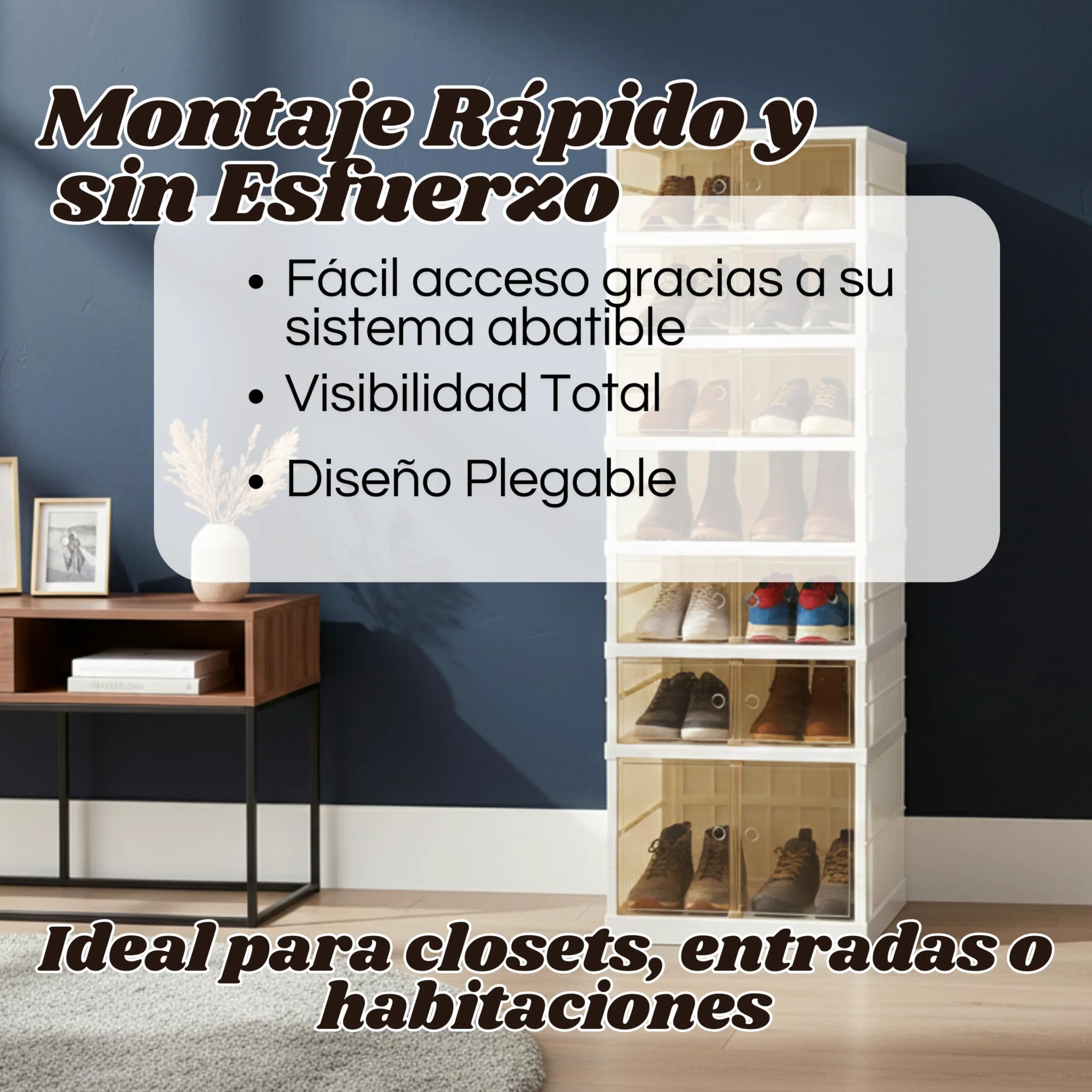Zapatero Plegable Extensible con Puerta | 6 Niveles para 12 Pares de Zapatos | Plástico Duro Premium con Puerta Transparente y Magnética | Organizador de Armario, Baño, Cocina | 118 cm-44 cm-34.5cm